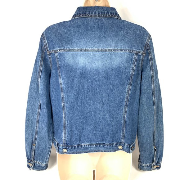 3/$25 Faded Glory Lace Up Denim Jean Jacket Lace-up Front Details Large - Picture 2 of 10